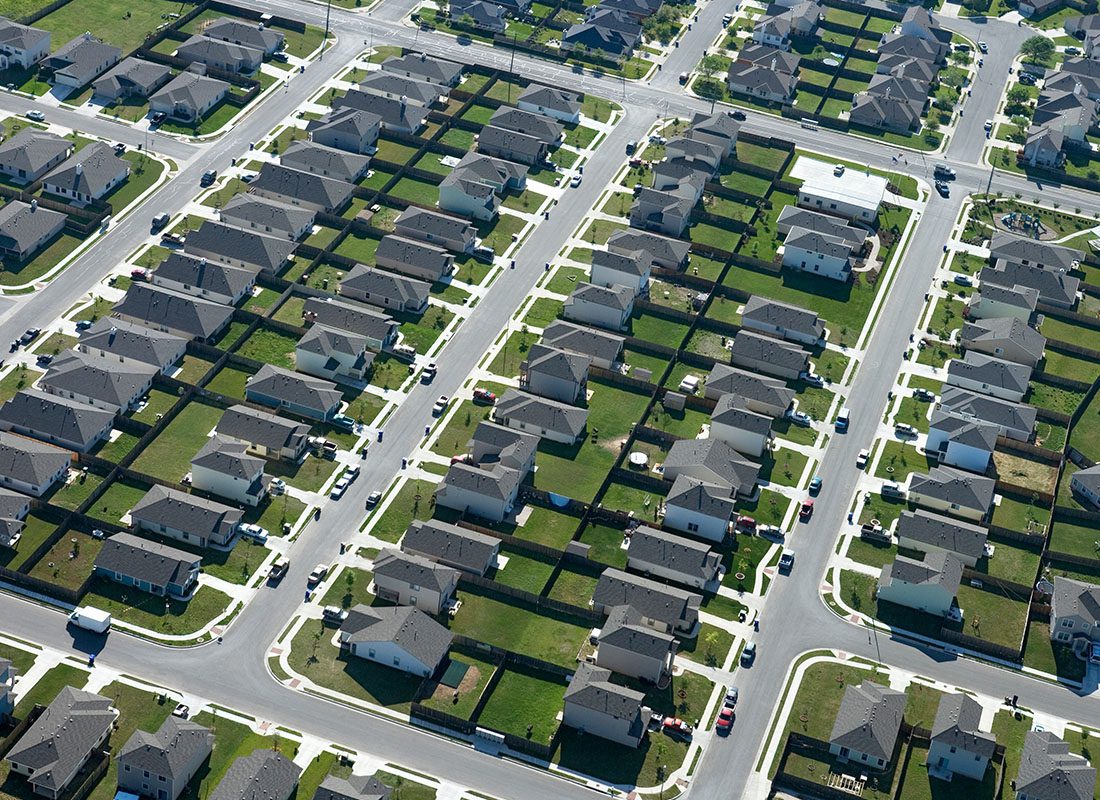 Friendswood, TX - Aerial View of Texas Suburbs on a Sunny Day